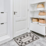 Tapete Sala de lavandaria do Design Azulejo do  da Vintag<br><div class="desc">Esta porta elegante azulejo preto e branco é perfeita para a sua sala de lavanderia. Suas linhas limpas,  cores simples e padrão de safra são eterno e versáteis. Esse tapete inclui um design faux estilo vintage impresso em um tapete baseado em borracha que é durável e fácil de limpar.</div>