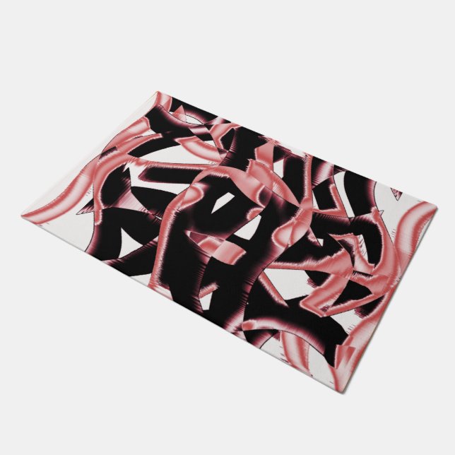 Tapete Salmão e restos pretos, fitas destruídas em branco (Inclinado)