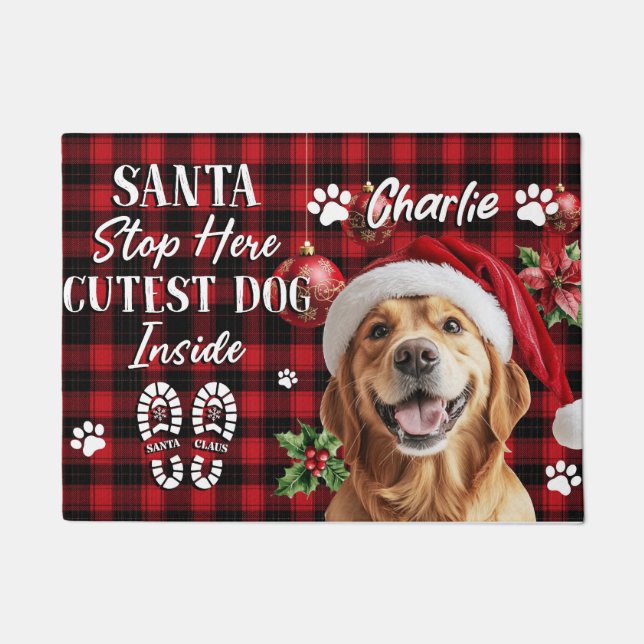 Tapete Santa Stop Here Christmas Doormat – Funny Festive  (Frente)