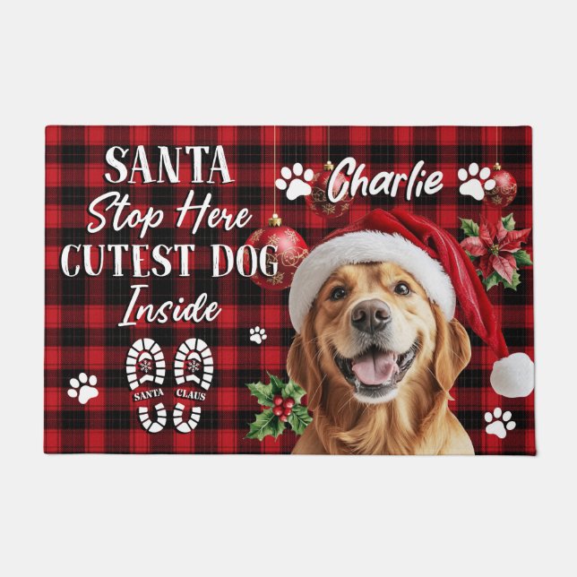 Tapete Santa Stop Here Christmas Doormat – Funny Festive  (Frente)