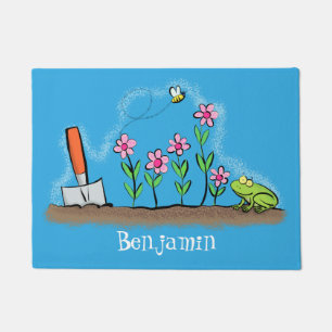 Tapete sapo bonito e abelha na ilustração de desenho an
