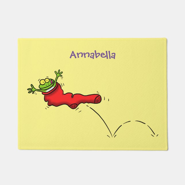 Tapete Sapo bonito em um desenho de salto em meia vermelh (Frente)