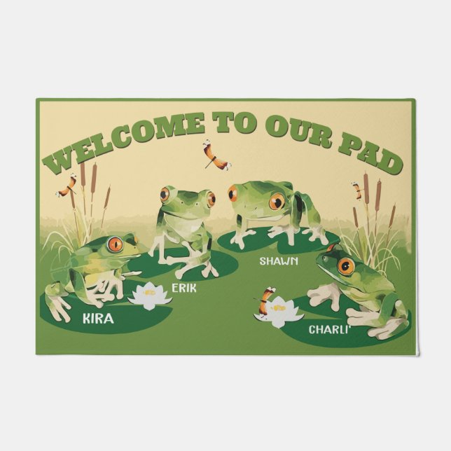 Tapete Sapos Porch Mat, Sapo Family Welcome Mat (Frente)
