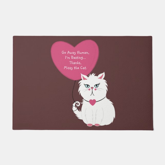 Tapete Sarcasmo Branco Gato Engraçado Sai-Se (Frente)