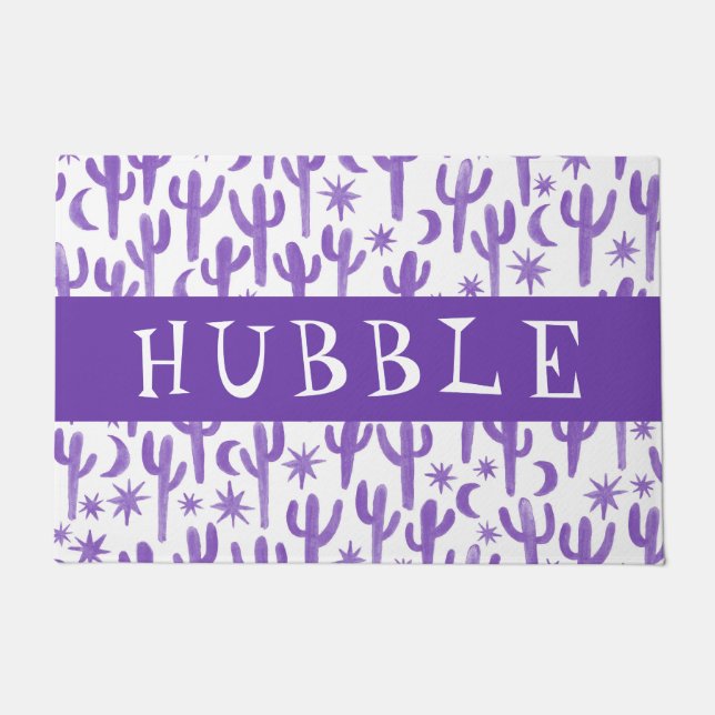 Tapete SAÚDE Personalizada Deserto Noturno Saguaro Cactus (Frente)