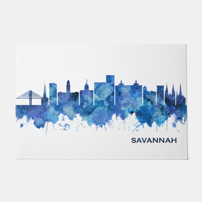 Tapete Savannah Georgia Skyline Azul (Frente)