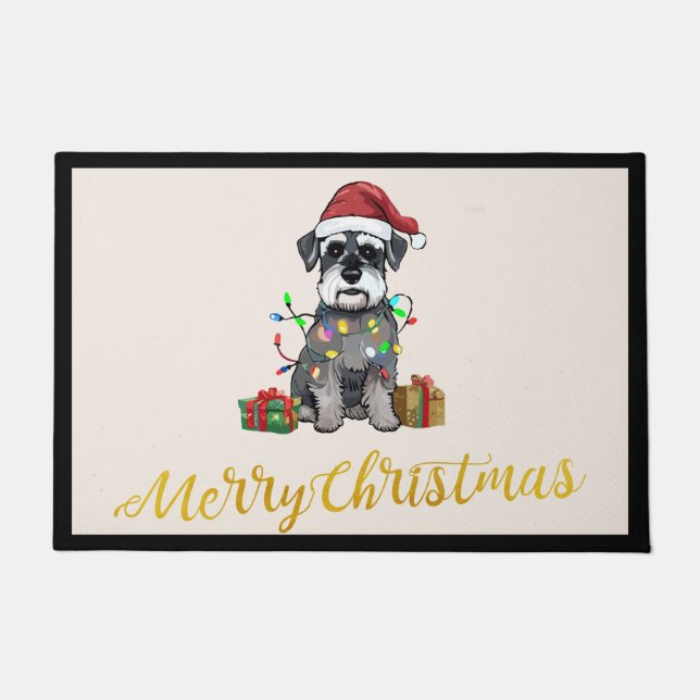 Tapete Schnauzer Merry Christmas Door Mat (Frente)