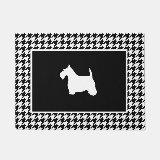 Tapete Scottie branco em Houndstooth (Frente)