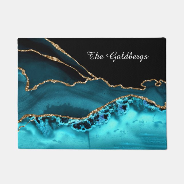 Tapete Script branco do nome da família DIY em preto/bran (Frente)