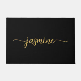 Tapete Script com Nome Monograma Dourado Preto Simples Fe