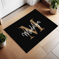 Script Elegante de Monograma Preto e Dourado Perso