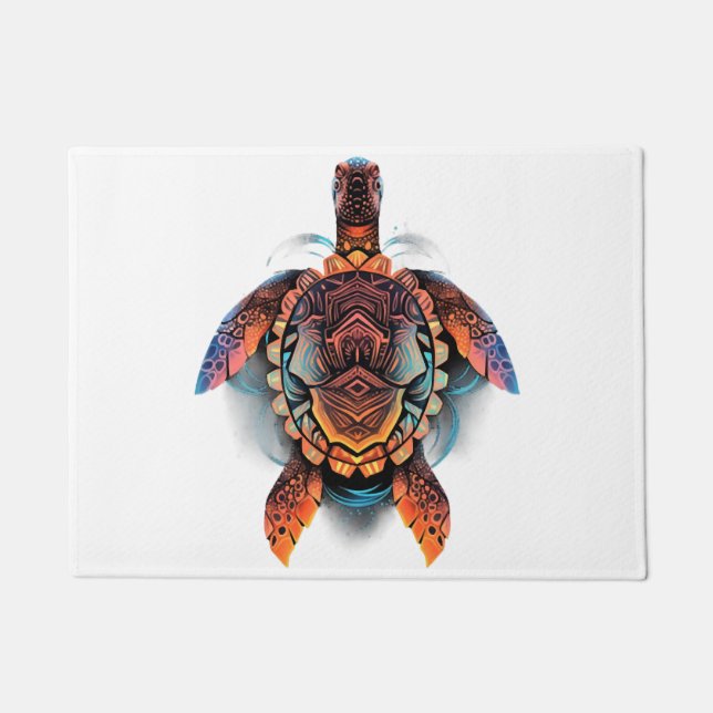 Tapete Sea Turtle Mandala Sea Ocean Trabalho de arte boho (Frente)