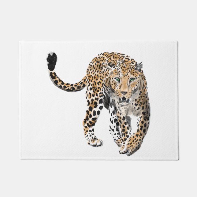 Tapete selva de leopardo-d-água pintada de verde-animal (Frente)