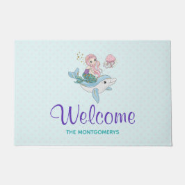 Tapete Sereia Andando um Golfinho sob o Mar Bem-vindo