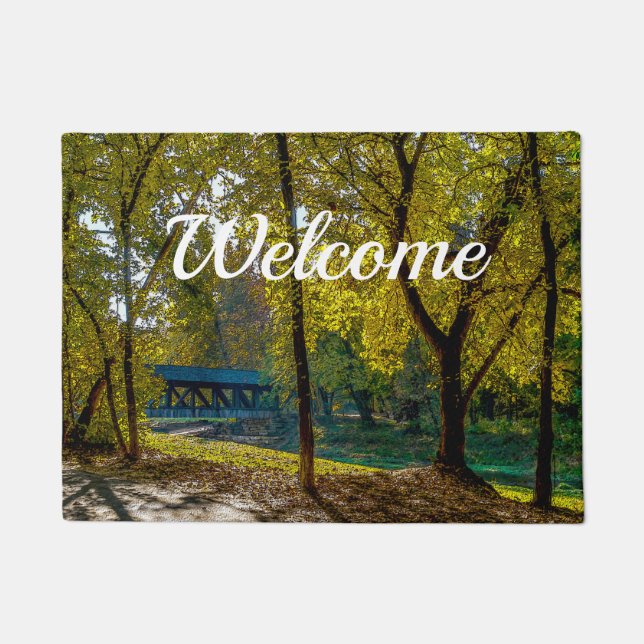 Tapete Serene Autumn Walk Painterly Bem-Vindo Doormat (Frente)