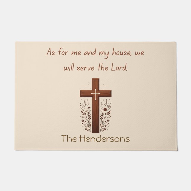 Tapete Servir personalizado ao Senhor e à porta cruzada (Frente)