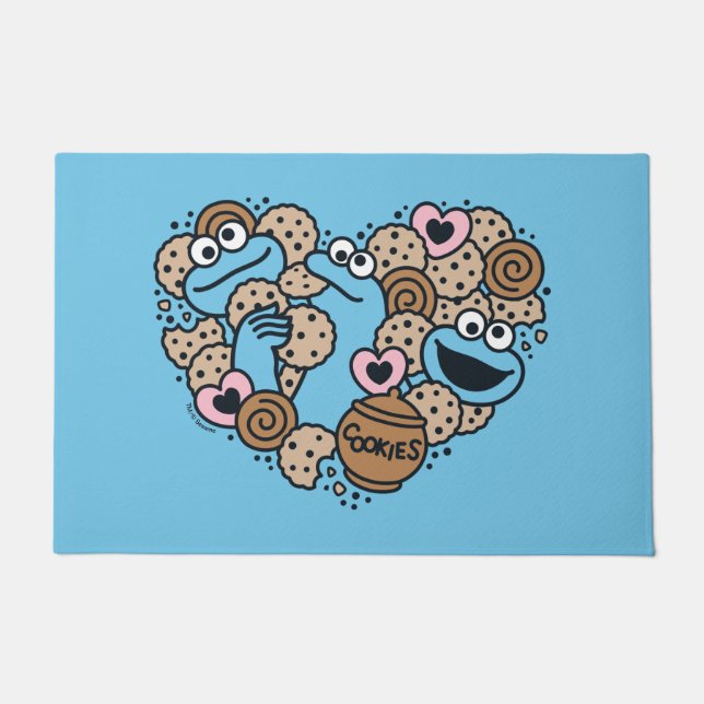 Tapete Sésamo Sésamo | Cookie Monster Doodle Heart (Frente)