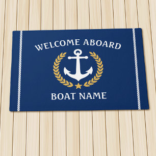 Tapete Seu nome de barco Anchor Laurel Welcome Aboard Mar