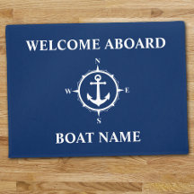 Seu nome de barco Compass Anchor Blue Welcome Aboa
