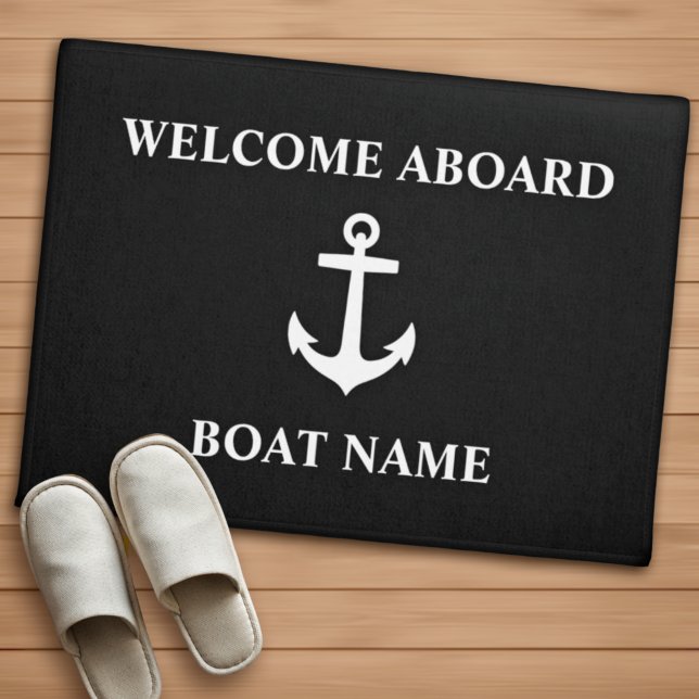 Tapete Seu nome de boi Anchor Black Welcome Aboard (Criador carregado)