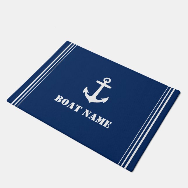 Tapete Seu nome de boi Anchor Marinho Blue Entryway (Inclinado)