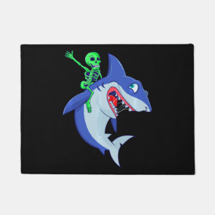 Tapete Shark Halloween Skeleton Riding Sharon Engraçado