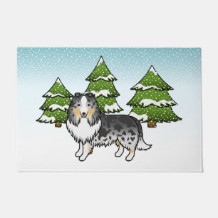 Tapete Sheepdog Blue Merle Shetland Em Floresta De Invern