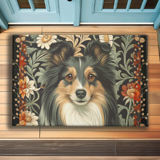 Tapete Sheltie or Collie Dog in William Morris Style