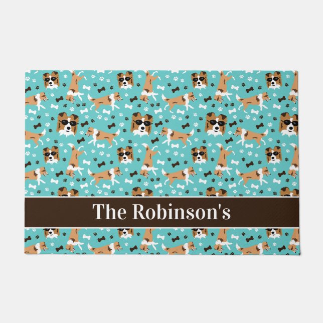 Tapete Shelties Shetland Sheepdog Collie Personalizado (Frente)