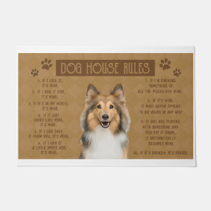 Tapete Shetland Sheepdog Dog House Rules, Se Quebrado