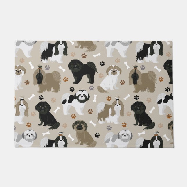 Tapete Shih Tzu Dogs Paws e Bones Doormat (Frente)