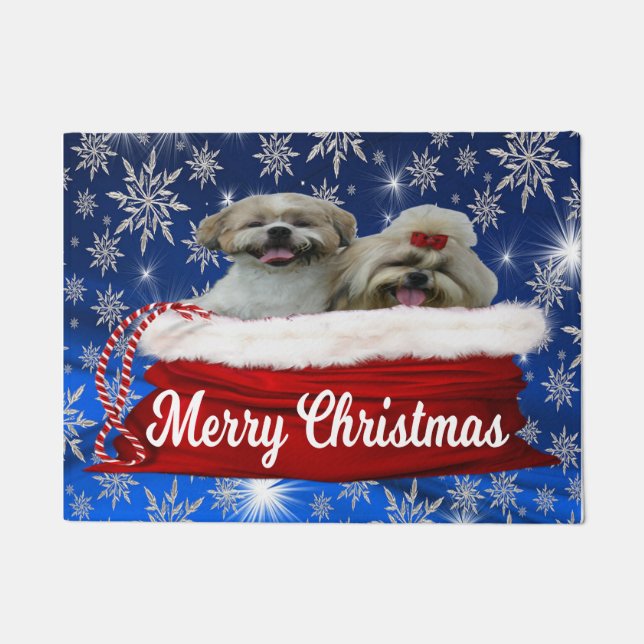 Tapete Shih tzu Door Mat, Feliz Natal (Frente)