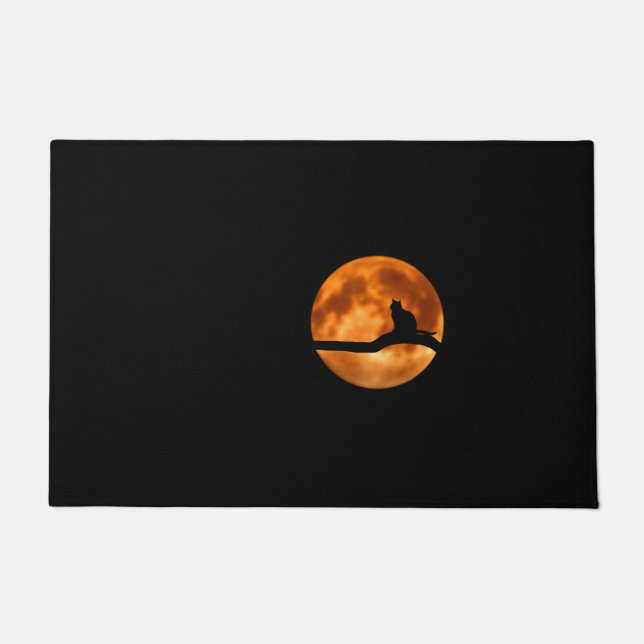 Tapete Silhute de um Gato Negro em uma Árvore (Frente)