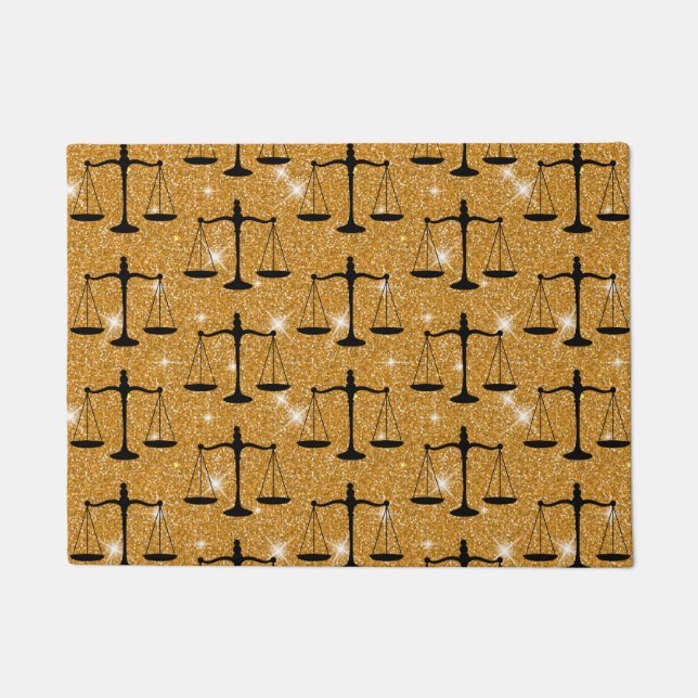 Tapete Símbolo de Justiça Escalas Equilibradas Ouro Brite (Frente)