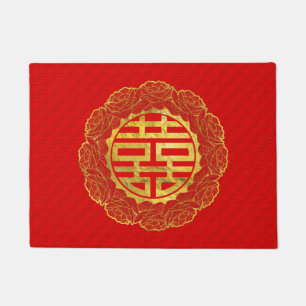 Tapete Símbolo dobro Dourado da felicidade no quadro da