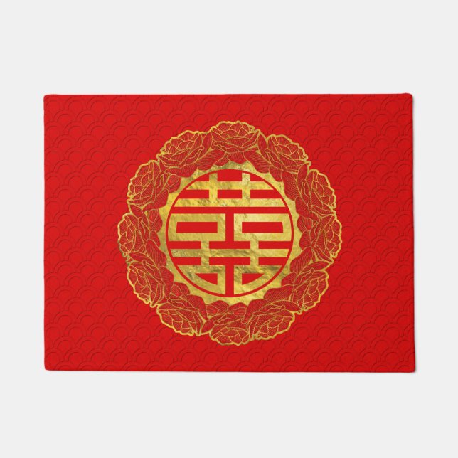 Tapete Símbolo dobro Dourado da felicidade no quadro da (Frente)