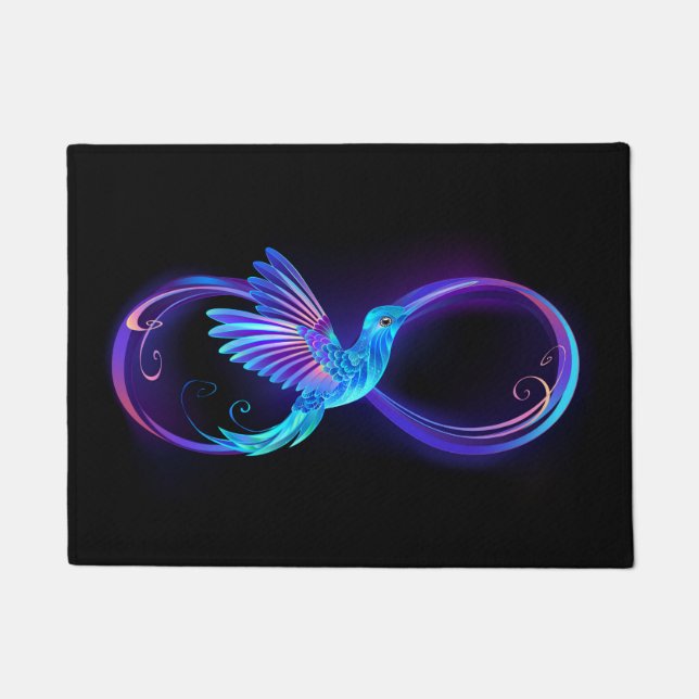 Tapete Símbolo Neon Infinity com Hummingbird brilhante (Frente)