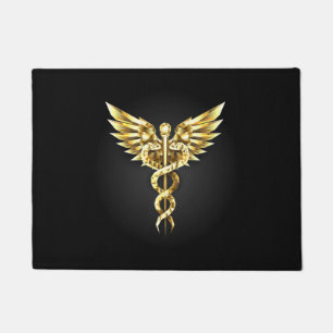 Tapete Símbolo Poligonal Dourado Caduceus