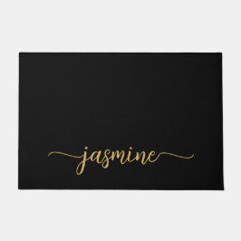 Tapete Simples Feminino Preto Dourado Nome Monograma Pers