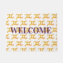 Sinal de Astrologia Gemini Dourado de Boas-vindas