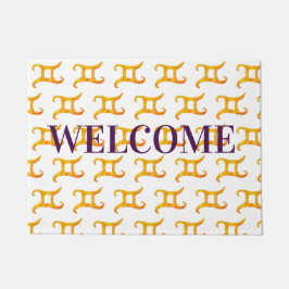 Tapete Sinal de Astrologia Gemini Dourado de Boas-vindas