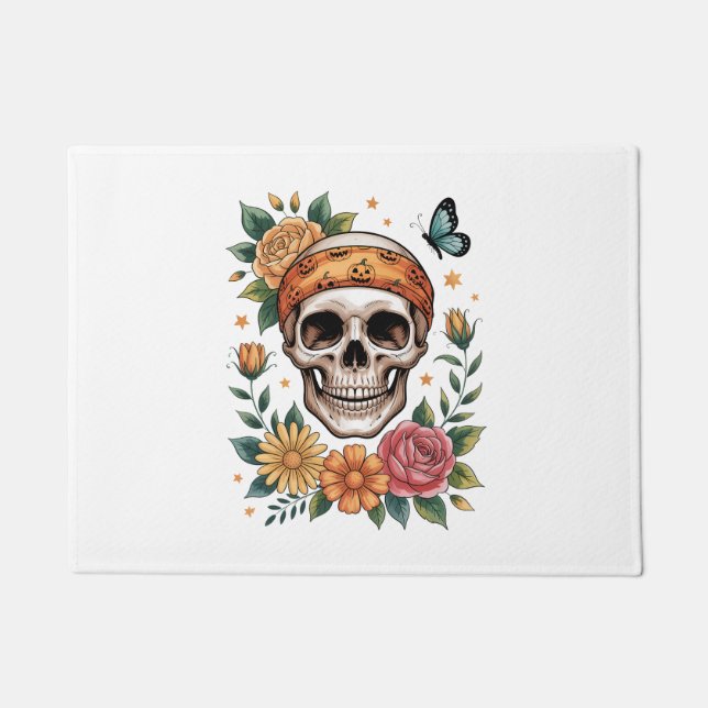Tapete Skull Floral Halloween Spooky (Frente)
