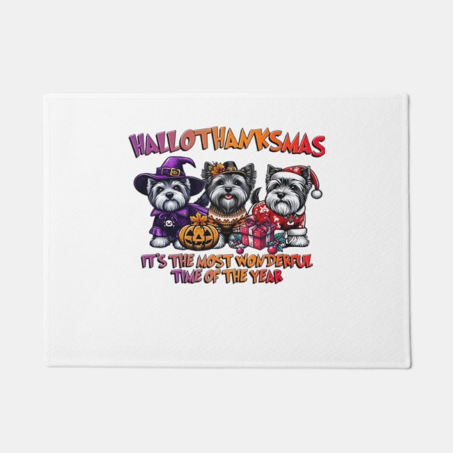 Tapete Skye Terrier Halloween Ação de Graças Clas (Frente)