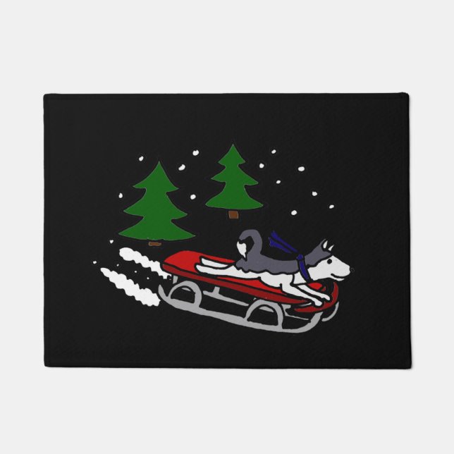 Tapete Sledding engraçado do rouco Siberian (Frente)