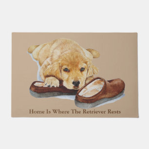 Tapete slogan de afago dos deslizadores do retriever