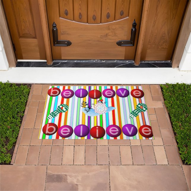 Tapete Snowman Acredita no Natal Matt Doormat (Ar livre)