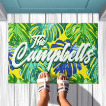 Sobrenome Tropical Azul Amarelo Amarelo Folha