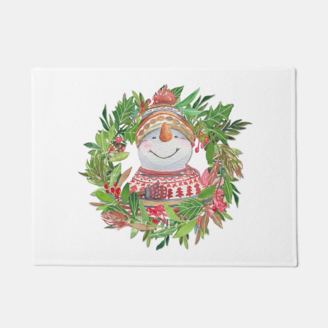 Tapete Sorriso Snowman Wreath Natal (Frente)