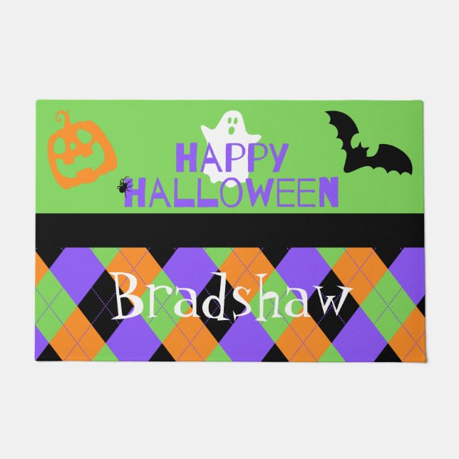 Tapete Spooky Happy Halloween Argyle (Frente)