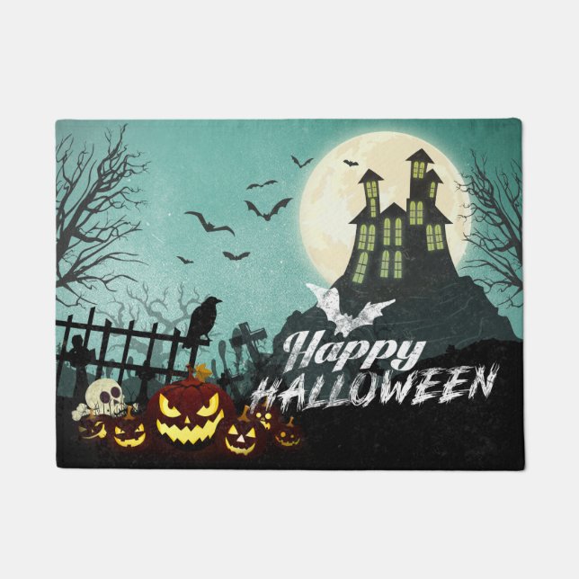 Tapete Spooky Haunted House Figurume Night Sky Halloween (Frente)